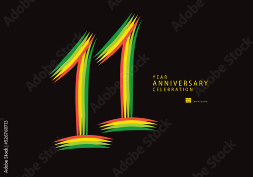 11 years anniversary celebration logotype colorful line vector, 11th birthday logo, 11 number design, Banner template, logo number elements for invitation card, poster, t-shirt.