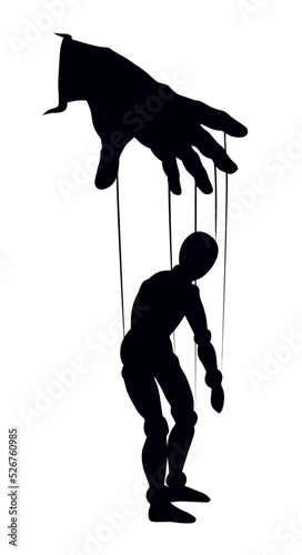 Man is a puppet. Vector drawing