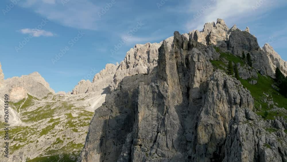 Mountain Crest Aerial Drone with Clouds Video. 4K Mountain Peak Aerial Footage in the Dolomites Italy. Mountain Crest Aerial Drone with Clouds Video. 4K Mountain Peak Aerial Footage in the Dolomites Italy.