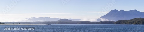 Tofino  Vancouver Island  British Columbia  Canada. View of Canadian Mountain Landscape on the West Coast of Pacific Ocean. Nature Background Panorama