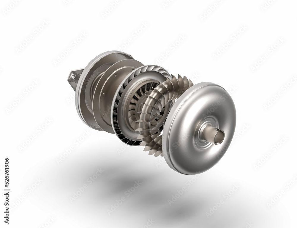 Car torque converter in exploded view - obrazy, fototapety, plakaty 