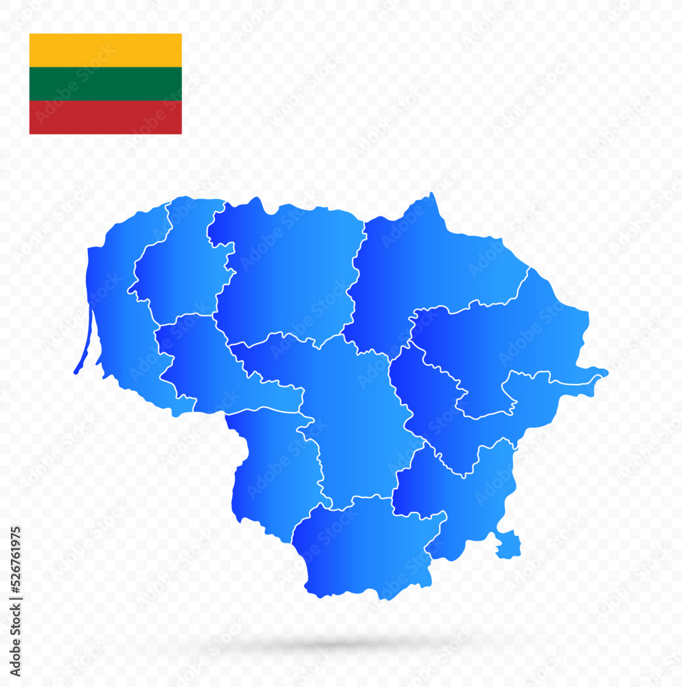 Lithuania Map and flag on transparent background