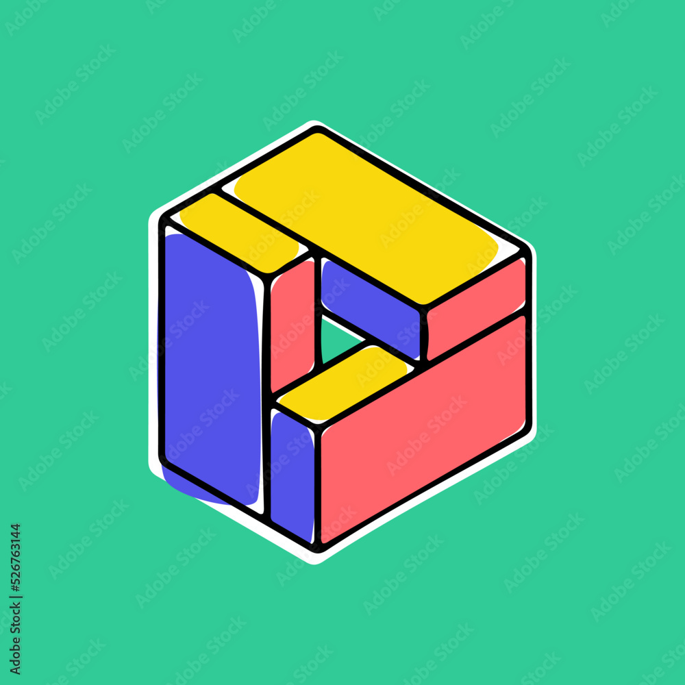 Impossible triangle vector shape. Modern handwritten 3d logo with paint shift. Impossible triangle vector shape. Modern handwritten 3d logo with paint shift.