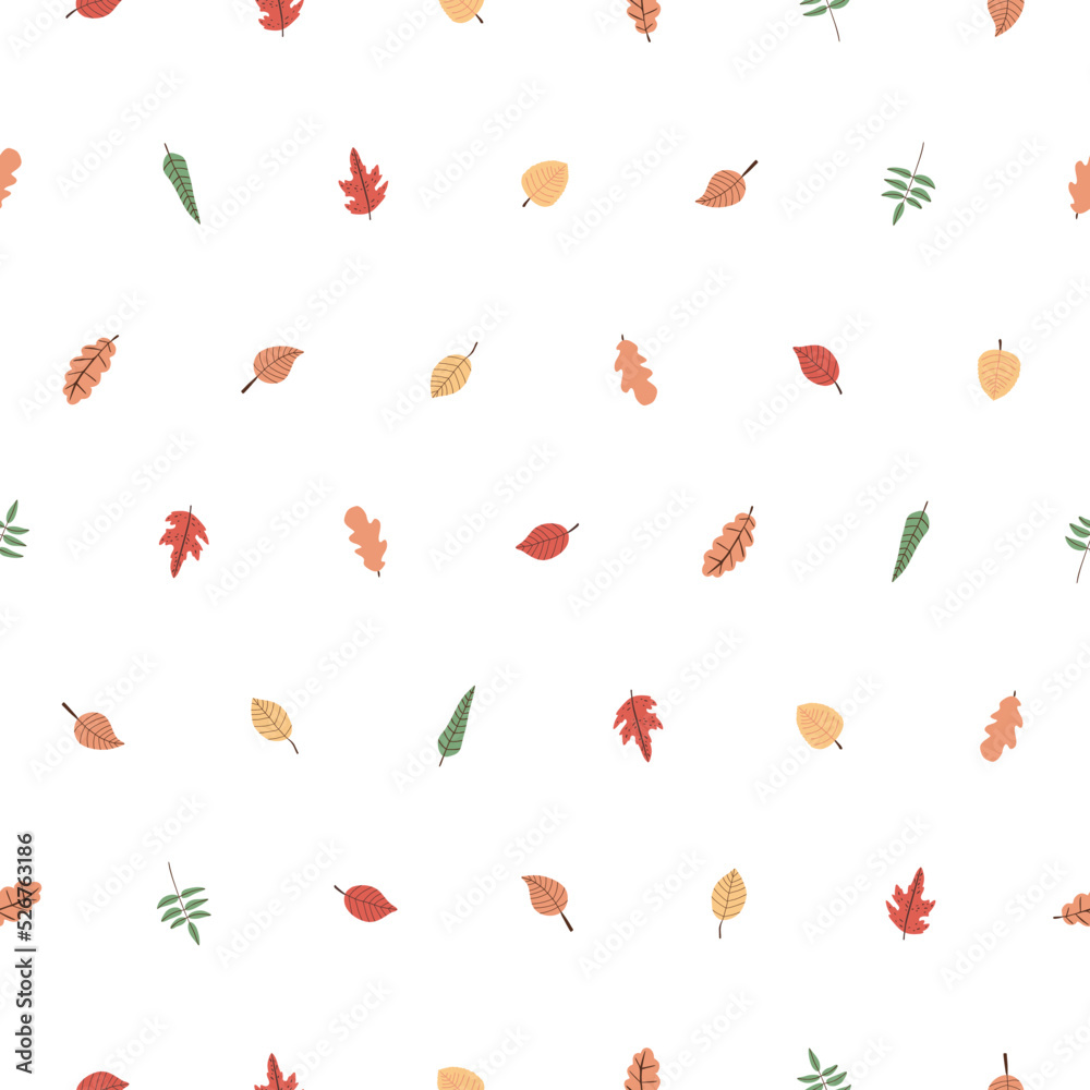 Vector seamless pattern with bright autumn leaves on white background. For fall decoration and print, autumn fest invitations, fabric, gift and wrapping paper. Vector seamless pattern with bright autumn leaves on white background. For fall decoration and print, autumn fest invitations, fabric, gift and wrapping paper.