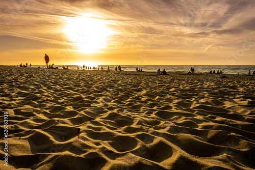 Sand on the beach during sunset