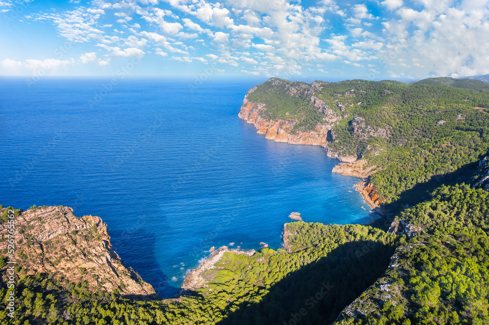 Landscape with Cala d'albarca shore, Ibiza islands, Spain
