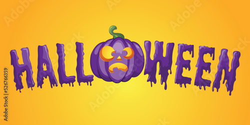 Halloween pumpkin illustration banner - Trick or treat design photo