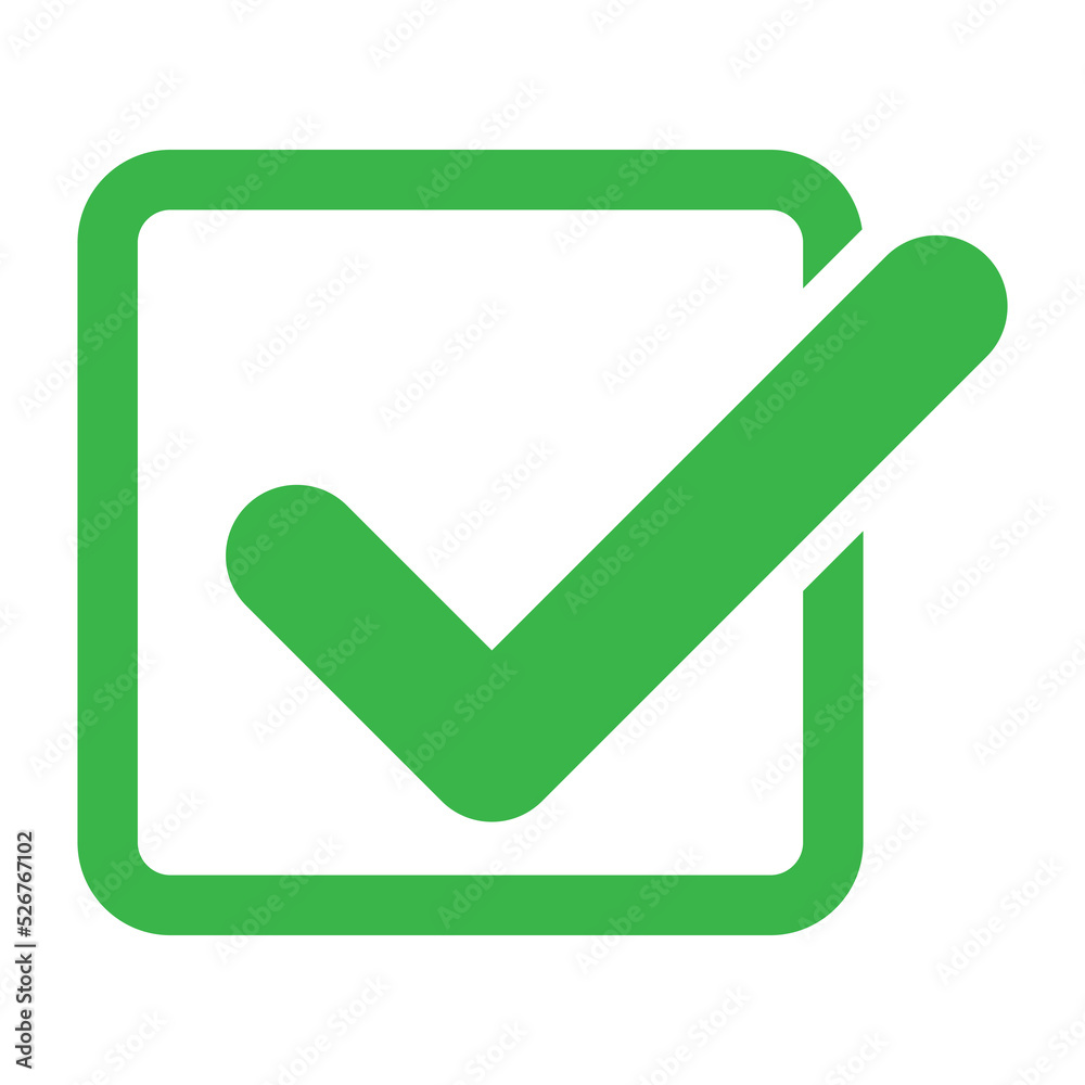 Check mark green pointed icon. Check mark green pointed icon.