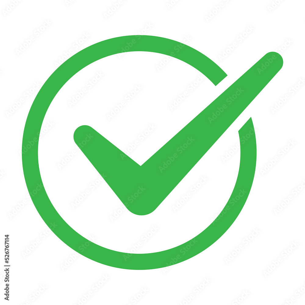Check mark green pointed icon. Check mark green pointed icon.