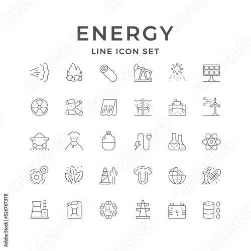 Set line icons of energy