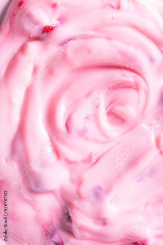 Texture Strawberry Yogurt,Close up homemade pink creamy blueberry or strawberry yogurt texture background.