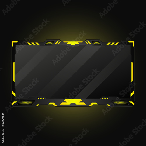 Live stream overlay game interface video panel, modern technology webcam border frame for live video broadcast and streaming.