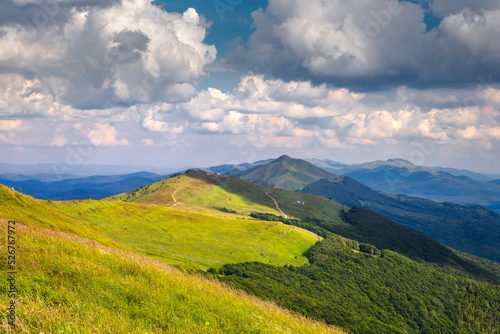 Summer views in the Bieszczady Mountains - views of the mountain ranges and lakes. © PawelUchorczak