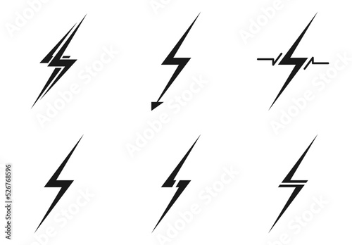 Lightning logo set with various additional shapes