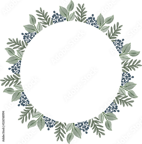 circle frame with green floral border