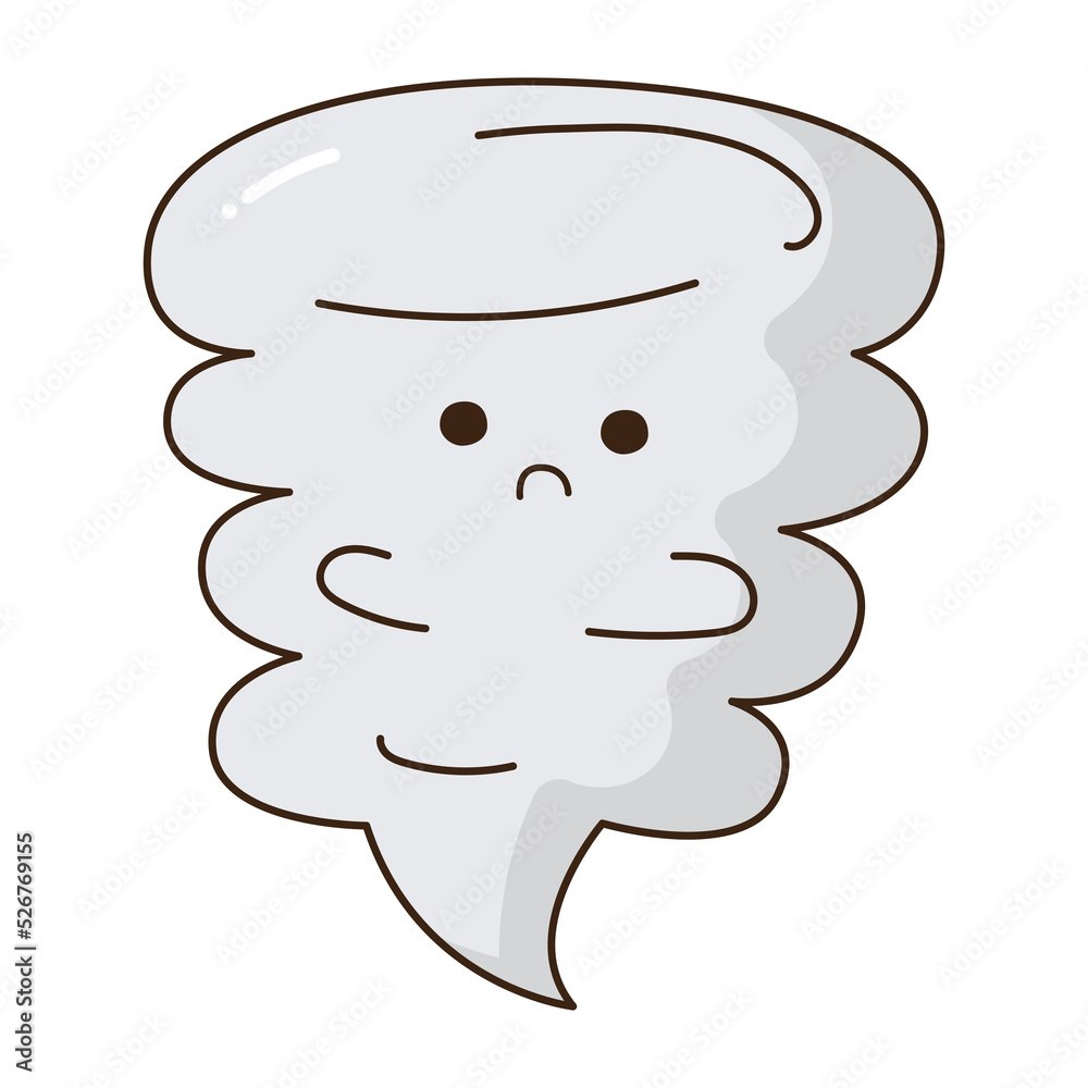 Cute tornado and storm character icon. Cute tornado and storm character icon.
