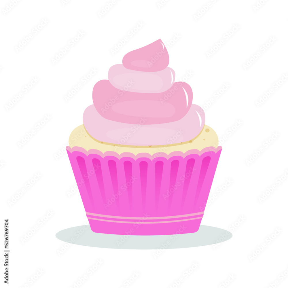 Vanilla berry cupcake. Vector design of cupcake illustration Vanilla berry cupcake. Vector design of cupcake illustration
