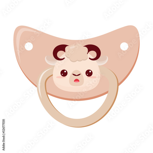 Nipple for infant.Baby’s dummy .Cute  of baby pacifiers.  Sweet dummy nipple with funny animals faces. Dummy lamb