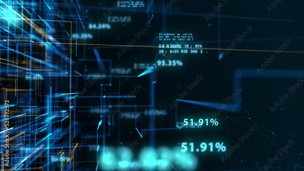 Global Network Turning in Cyberspace with Numbers and Digital Data Seamless. Abstract Cloud Computer Technology Moving Dots and Lines Business Concept Looped 3d Animation. 4k UHD 3840x2160.