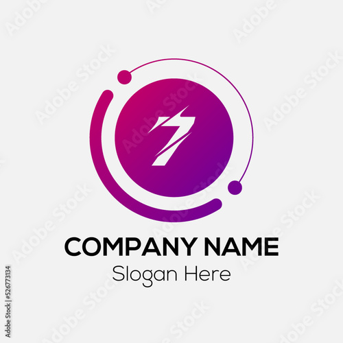 Abstract 7 letter modern initial logo design 