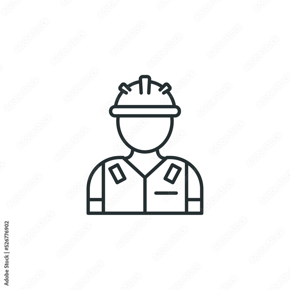 Vector sign of Construction worker symbol is isolated on a white background. Construction worker icon color editable.