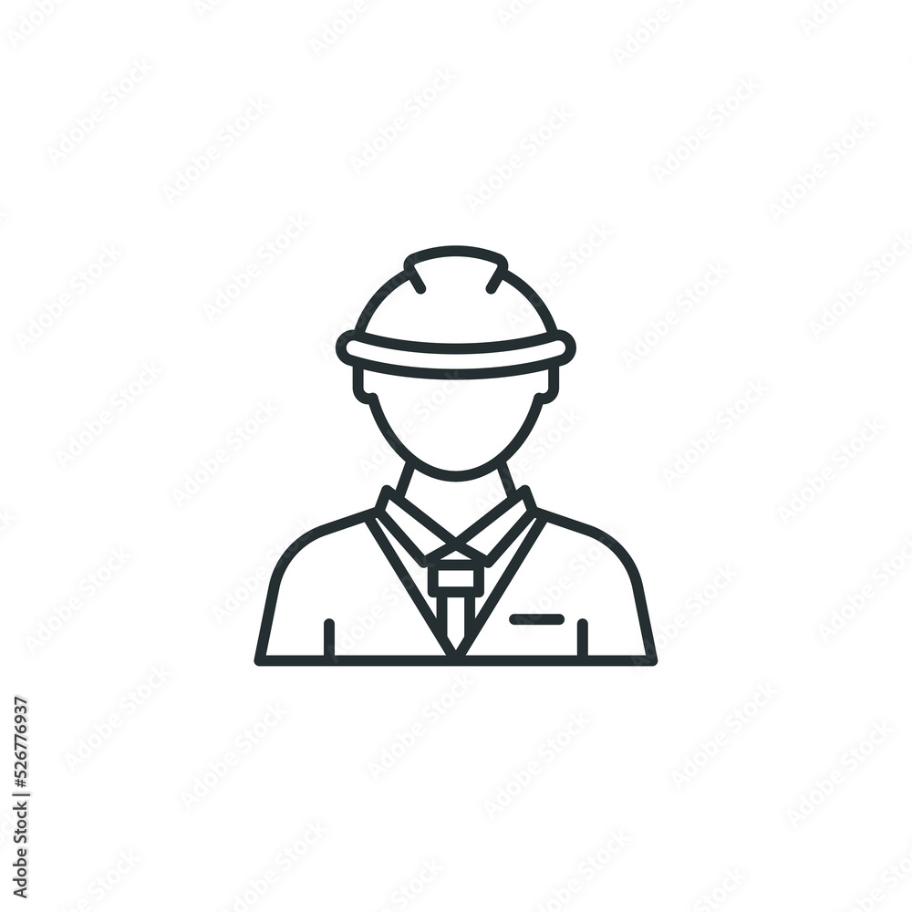 Vector sign of Construction worker symbol is isolated on a white background. Construction worker icon color editable.