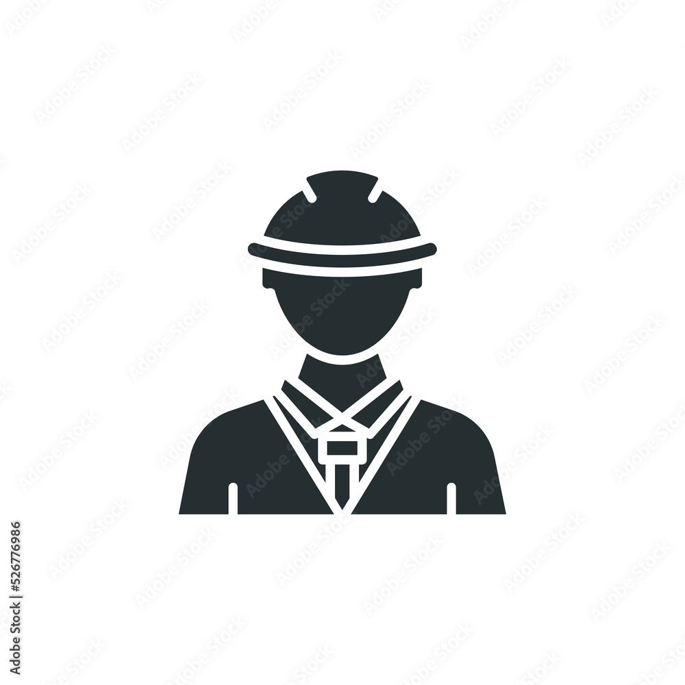 Vector sign of Construction worker symbol is isolated on a white background. Construction worker icon color editable. Vector sign of Construction worker symbol is isolated on a white background. Construction worker icon color editable.