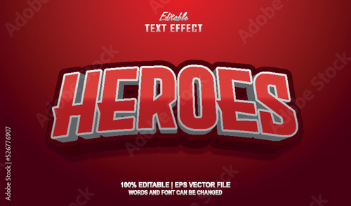 Heroes Red editable text effect style esport 3d