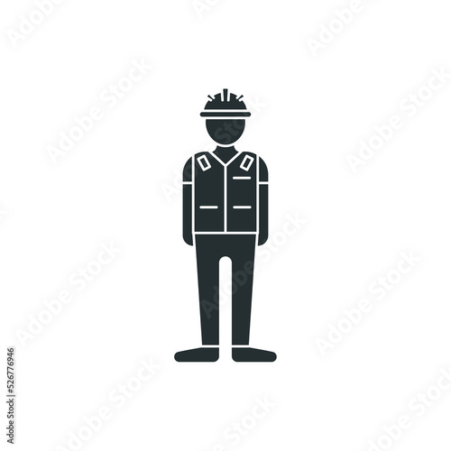 Vector sign of Construction worker symbol is isolated on a white background. Construction worker icon color editable.