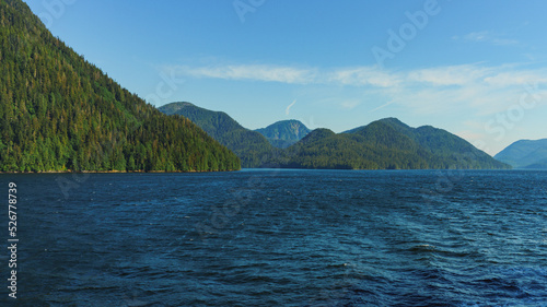 Multiple islands at the Inside Passage on the BC West Coast on a summer day.
