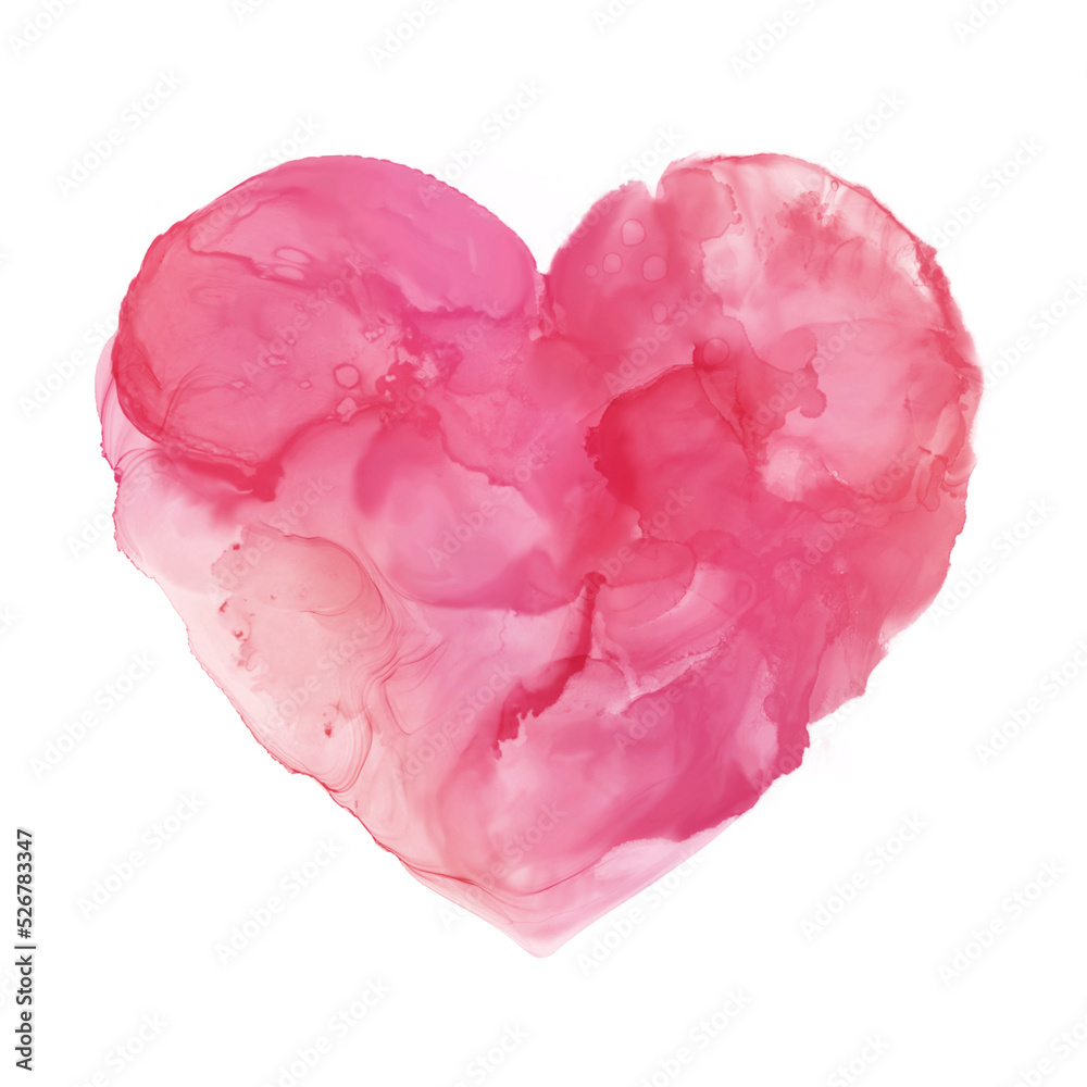 Pink watercolor heart paint isolated on transparent background. Pink watercolor heart paint isolated on transparent background.
