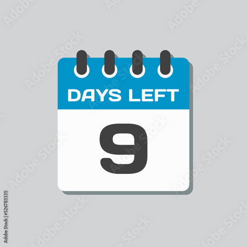Countdown daily page calendar icon - 9 days left