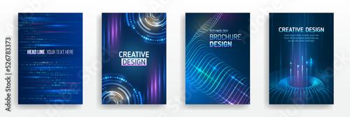 Hi-tech brochure flyer template. Abstract futuristic design concept. Technology background design, booklet, leaflet, annual report layout. Science cover design for business presentation.