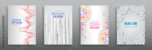 Technology background design, booklet, leaflet, annual report layout. Science cover design for business presentation. Hi-tech brochure flyer template. Abstract futuristic design concept.
