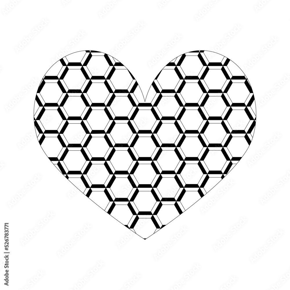 Obraz premium Monochrome illustration of abstract heart in sketch style. Hand drawings in art ink style. Black and white graphics.
