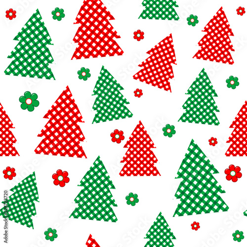Tablecloth Christmas tree seamless pattern for wrapping paper or fabric
