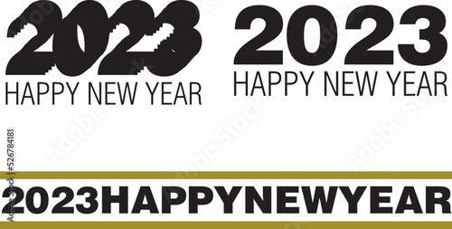 Feliz Año nuevo 2023 diseño de texto. Icono vector