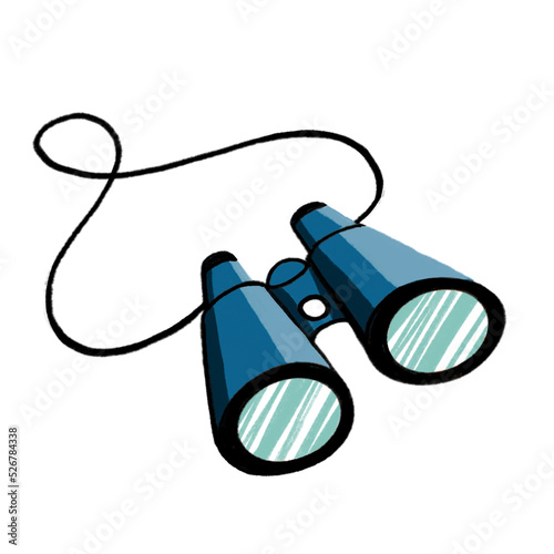 Blue binoculars isolated on white, PNG