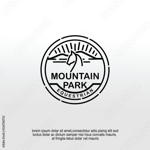 Equestrian mountain park logo design idea