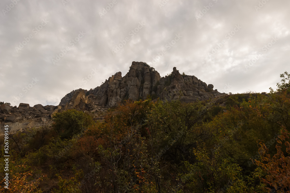 Demerdzhi mountain range. View of the rocks from below Demerdzhi mountain range. View of the rocks from below
