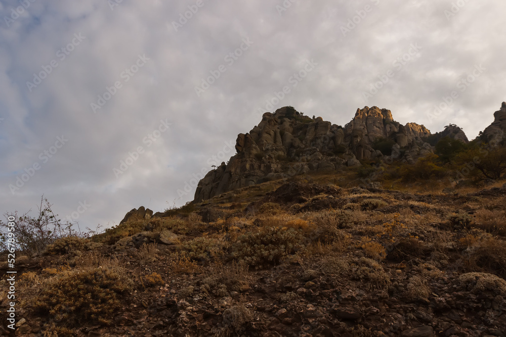 Demerdzhi mountain range. View of the rocks from below