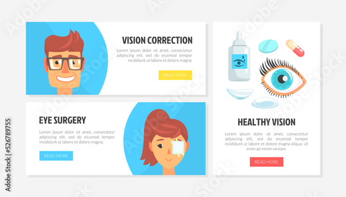 Ophthalmology and Eye Care Web Banner Design Vector Template