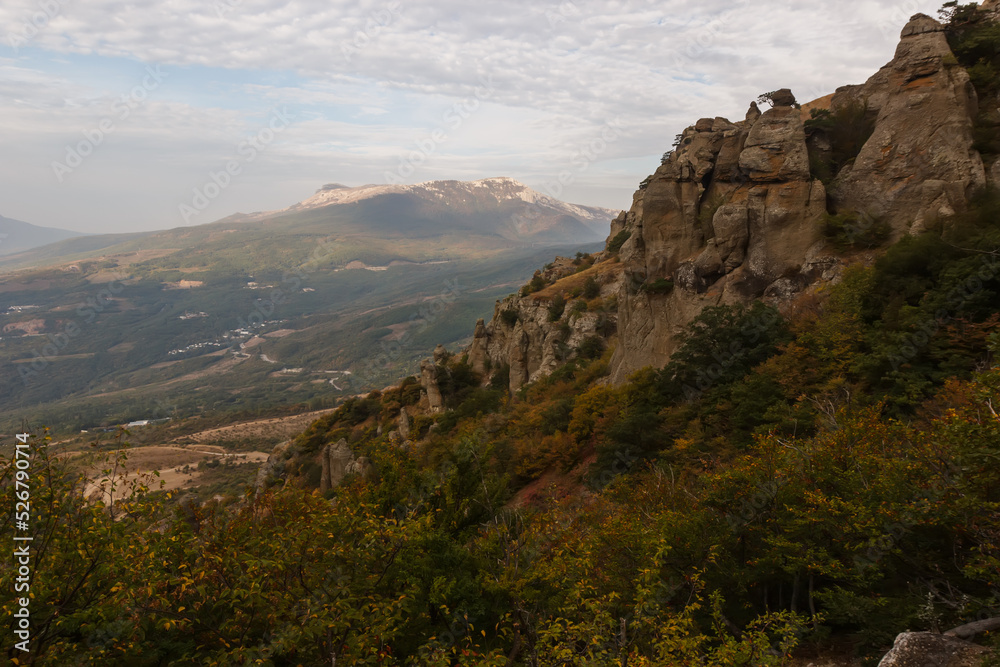 Fototapeta premium Demerdzhi mountain range. View of the valley