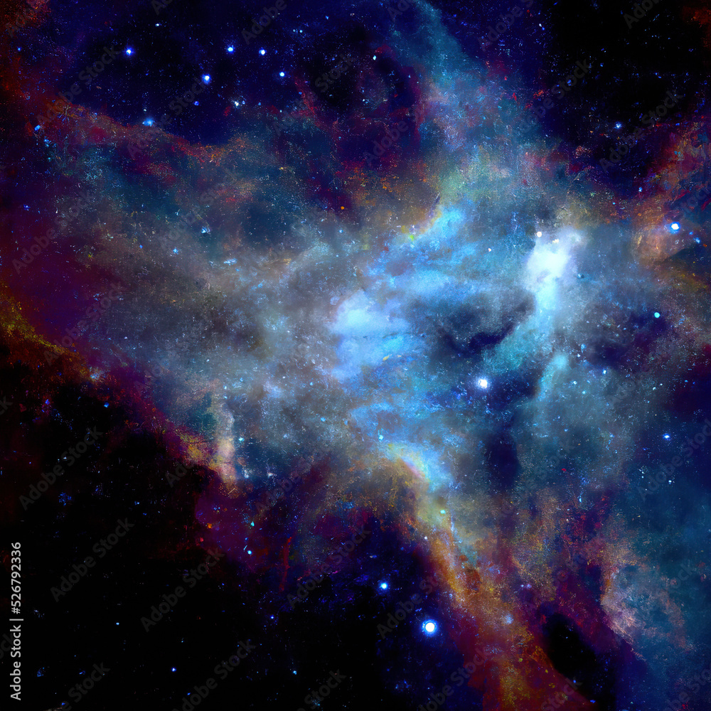 Obraz premium Deep space nebula with vibrating colors and bright stars