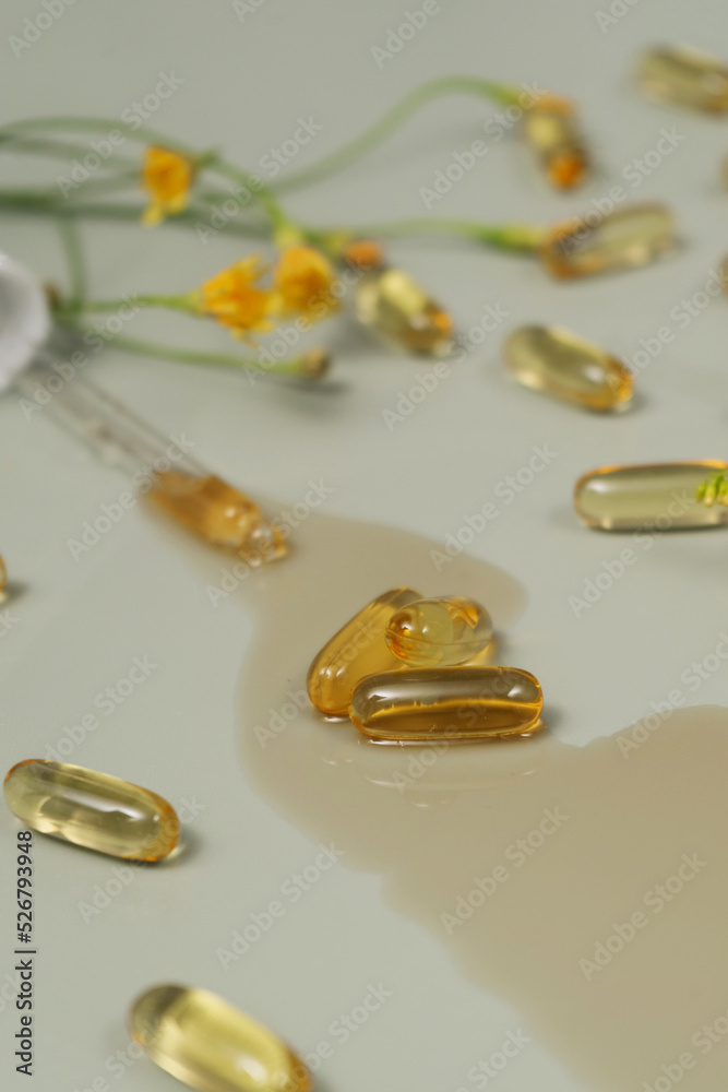 vegan oil capsules. beauty natural cosmetic concept vegan oil capsules. beauty natural cosmetic concept