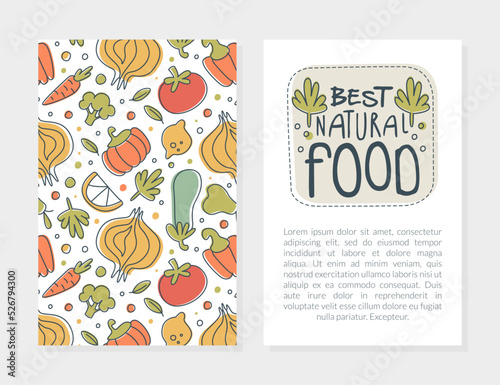 Organic Food Banner with Ripe Fruit and Vegetable Vector Template