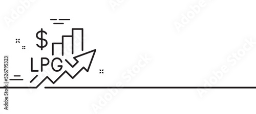 Rise price line icon. LPG excise duty sign. Gas tax rate symbol. Minimal line illustration background. Rise price line icon pattern banner. White web template concept. Vector