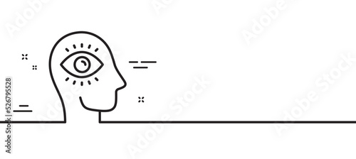 Meditation eye line icon. Yoga mind sign. Spirit therapy symbol. Minimal line illustration background. Meditation eye line icon pattern banner. White web template concept. Vector