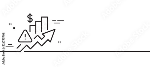 Rise price line icon. Excise duty graph sign. Tax rate or inflation symbol. Minimal line illustration background. Rise price line icon pattern banner. White web template concept. Vector