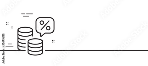 Money tax line icon. Cash tax rate sign. Financial interest symbol. Minimal line illustration background. Money tax line icon pattern banner. White web template concept. Vector